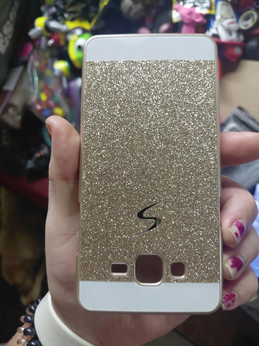 luxury gold glitter hard plastic case Samsung Galaxy J7 5.75